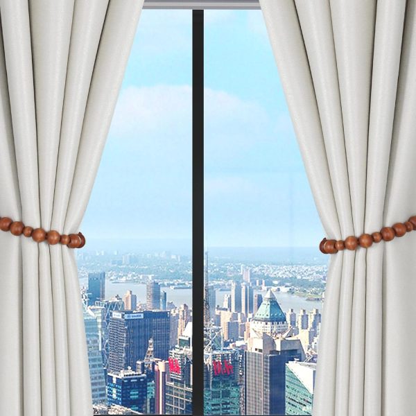 bulk purchase ocioli 2 pieces curtain tieback wood bead curtain tiebacks curtain holdbacks for wall curtain ties window treatment curtain tie backs with hooks curtain pull backs (coffee,2) factory discount