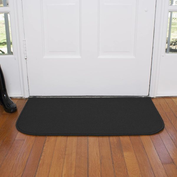 global sourcing ritz solid accent rug: 18" x 30" stain resistant kitchen or living room floor mat - non-slip latex backing, machine washable, black oem/odm services