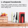 supplier direct optomni bookends, book end supports heavy duty metal bookend support, book ends supports for shelves decor home office school (2 pairs/4 pieces, black) wholesale prices