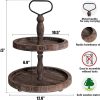 wholesale direct mustry rustic wooden 2 tiered tray, round farmhouse kitchen table decor serving tier tray, food fruits cupcake display coffee bar home party seasonal decorations (brown) bulk purchase at factory prices