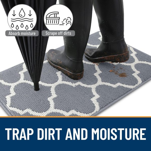 global sourcing olanly indoor door mat, 32x20, non-slip absorbent resist dirt entrance mat, washable low-profile inside floor mat doormats for entryway, grey oem/odm services