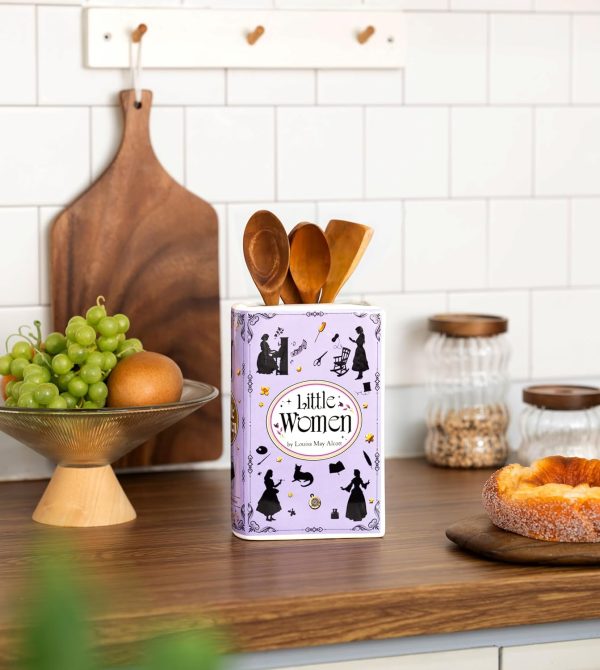 oem/odm services handmade book shaped flower vase, book lovers gifts, book shelf decor aesthetic, large ceramic utensil holder for kitchen counter, home kitchen decor, planter pot library decor (little women) affordable bulk deals