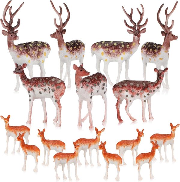 dropship from factory soaoo 60 pcs small deer toys figurines deer cake toppers mini forest animals figures christmas woodland creatures animal plastic woodland cake decorations for birthday wedding party mass production supply