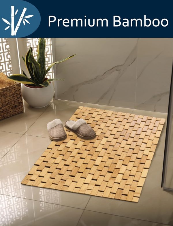 manufacturer direct royalhouse bamboo bath mat 16 x 27 inches (w x l), bathroom shower and tub mats, accessories for bathroom sauna spa tub and outdoor 27.5" x 16" trade price