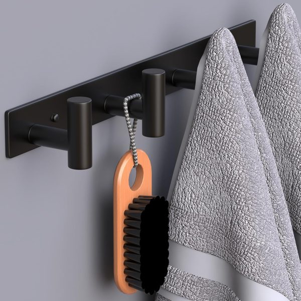 competitive pricing hufeeoh coat rack wall mount, black t shaped 4 hooks coat hooks for bathroom, heavy duty wall hooks towel hooks for hanging, stainless steel purse hanger towel rack for mudroom bathroom entryway one-stop wholesale
