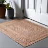 manufacturer direct hausattire hand woven jute braided rug, 2'x3' – natural, reversible boho entry area rugs for kitchen, living room i farmhouse indoor outdoor decorative floor rug, 24x36 inches trade price