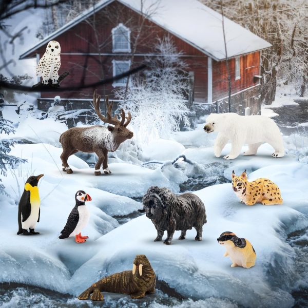 dropship from factory toymany 14pcs mini arctic animals figurines set, polar animals toys with polar bear, caribou, penguin, walrus, wolf figurines cake toppers birthday easter gifts for preschool kids mass production supply
