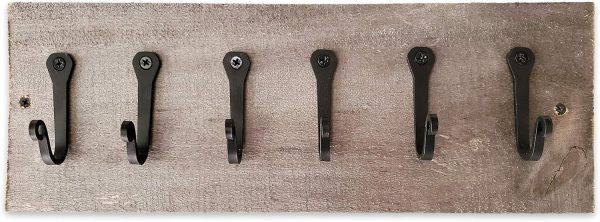 competitive pricing decorative wall hooks (6 pack) - black - cast iron - multi-purpose rustic décor - hanging metal hook set - home & office - for towels, coats, plants, pots & pans, mugs, hats, & more - claimed corner one-stop wholesale