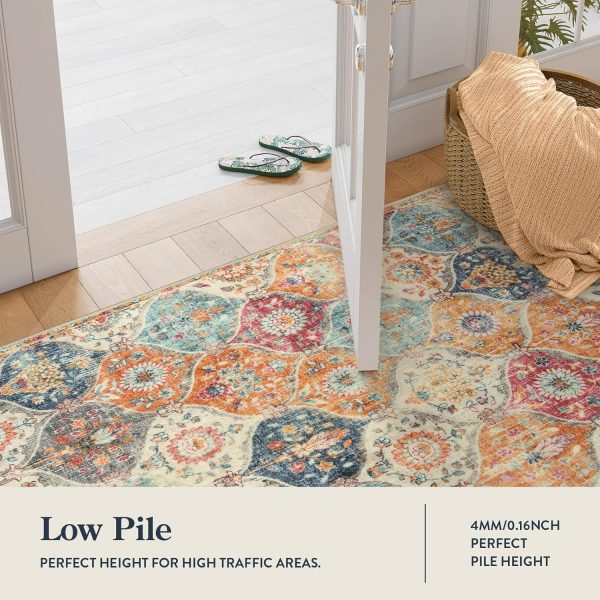 global sourcing lahome moroccan trellis area rug, 2x3 entry rug non-slip washable indoor door mat, small oriental accent throw rug for bedroom kitchen entryway bathroom (cream, 2x3ft) oem/odm services