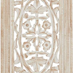 bulk purchase deco 79 mango wood floral handmade home wall decor intricately carved arabesque wall sculpture, wall art 12" x 1" x 36", cream trade price