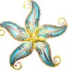 factory direct metal starfish wall decor, sea life coastal decorations 12 inch starfish wall art, nautical home decoration handing ocean beach wall art for garden,fence,home,patio,kitchen,bathroom,(blue) volume discount