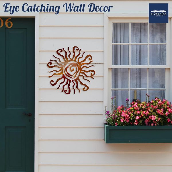 bulk purchase wacky sun metal wall art indoor/outdoor decor - 12" copper rust proof wall sculpture - made in usa - ideal for bedroom, garden, home, patio and farmhouse trade price