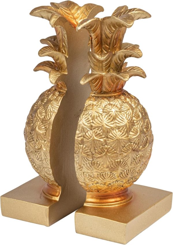 supplier direct creative co-op pineapple shaped gold resin bookends (set of 2 pieces) wholesale prices