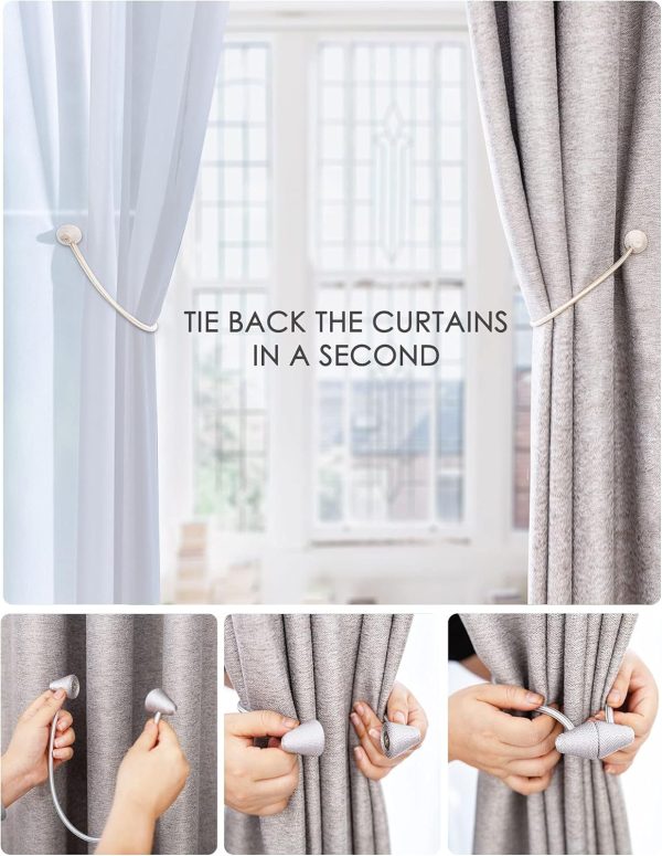 bulk purchase magnetic curtain tiebacks with upgrade larger magnet, 2 pack 16 inch drapery holdbacks for indoor & outdoor curtain - dark coffee factory discount