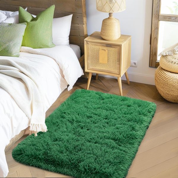 global sourcing small rugs for bedroom, 2x3 fluffy bedroom rug, soft fuzzy area rug for living room dorm, non slip shag rugs for girls boys bedroom, soft kids carpet, modern home decor aesthetic, dark green oem/odm services