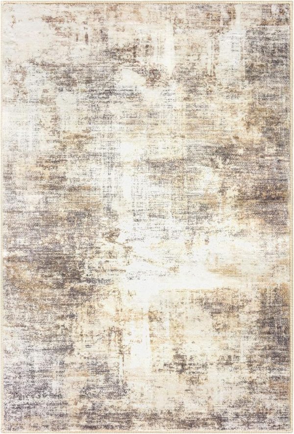 global sourcing iohouze small abstract area rug 2x3 ft entryway rug washable door mat indoor entrance, non slip throw rug, printed faux wool front door rug for foyer kitchen, beige brown oem/odm services