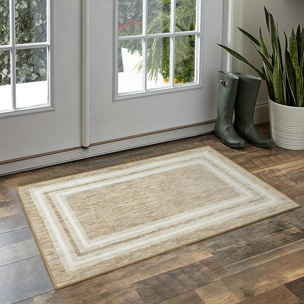 global sourcing ojia modern bordered kitchen rugs non slip washable, 2'x3' entryway rug thin soft small area rug indoor door mat non-shedding throw carpet bathroom rugs for bedside bedroom oem/odm services