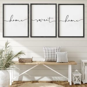 bulk purchase heiple set of 3 framed farmhouse home sweet home sign 11’’x14’’ above bed wall decor for bedroom decor and living room wall art wood signs (black, 11''x14) trade price