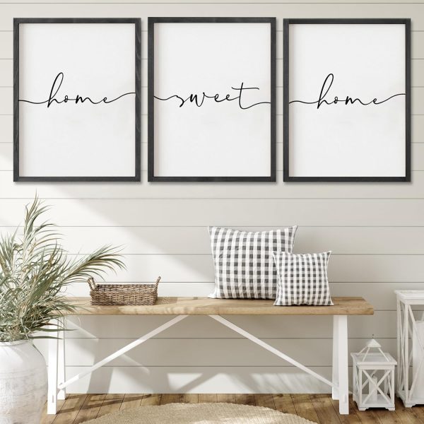 bulk purchase heiple set of 3 framed farmhouse home sweet home sign 11’’x14’’ above bed wall decor for bedroom decor and living room wall art wood signs (black, 11''x14) trade price