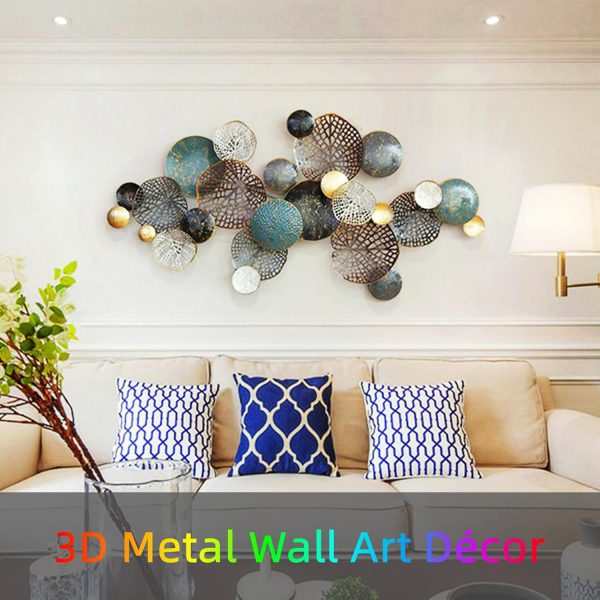 factory direct zzyyzz large metal wall decor, boho lotus leaf metal wall decoration, 3d stacked flower wall art décor, nautical coastal outdoor wall decor, for living room bedroom dining room, 52.5" x 26.5" volume discount