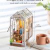 supplier direct rolife book nook kit wooden bookcase 9.5" garden house miniature kit with led decorative bookends, 3d puzzles for adults craft hobby for girls boys adults wholesale prices