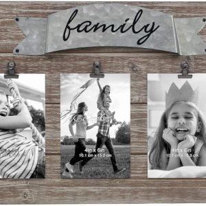 bulk purchase stonebriar rustic wood collage picture frame with clips and metal detail brown 26" x 11" trade price