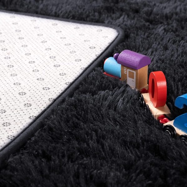 global sourcing noahas fluffy bedroom rug plush fuzzy rugs for kids room living room, soft shaggy nursery rug furry floor carpet modern indoor bedroom decor cute boys girls room rug, 2x3 feet, black oem/odm services