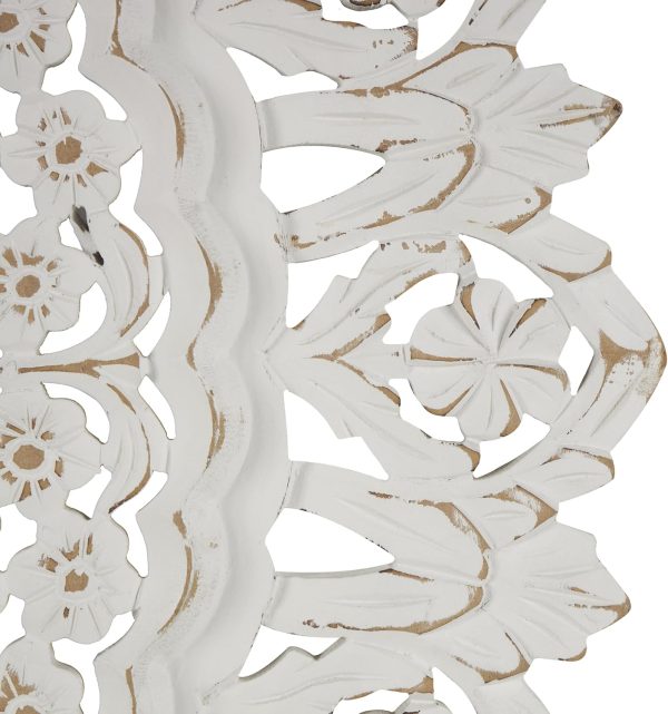 bulk purchase deco 79 wood floral handmade home wall decor intricately carved mandala wall sculpture, wall art 35" x 2" x 35", white trade price