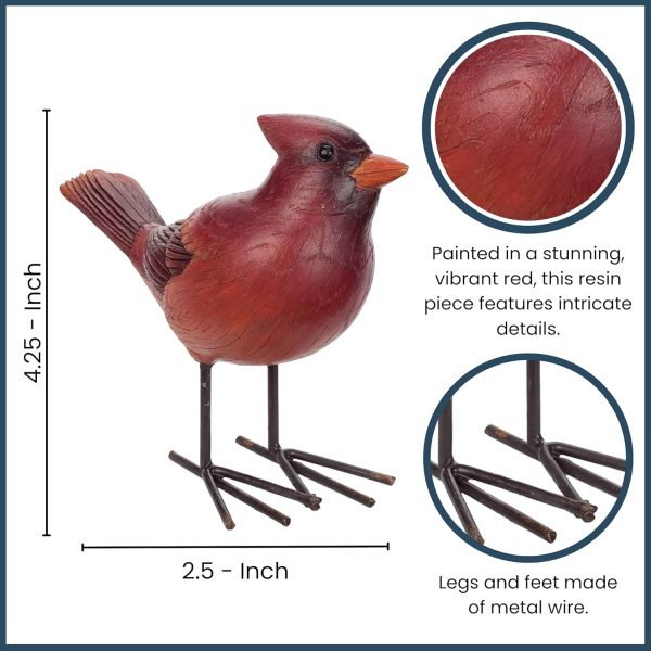 dropship from factory red cardinal bird 4 inch decorative resin stone figurine mass production supply