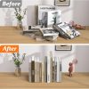 supplier direct acrylic bookends 4 pcs, clear book ends for shelves, transparent bookend organizer, book holder stand decorative, book stoppers for heavy duty books, cd, file, video games wholesale prices