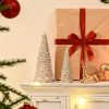 dropship from factory resin christmas tree figurines, 2pcs distressed white with gold table top christmas trees, small christmas tree figurine set, decorative xmas trees for rustic christmas decor mass production supply
