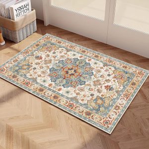 global sourcing yancorp 2'x3' boho area rug for bedroom non slip washable rug vintage carpet living room non-shedding indoor floor mats bedroom kitchen entryway rugs-rectangular blue red oem/odm services