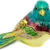dropship from factory turquoise green bird trinket boxes hinged ,bird decor with crystals enamel jewelry box.necklace ring box earrings storage.collectible bird lover gifts figurines home decor . mass production supply