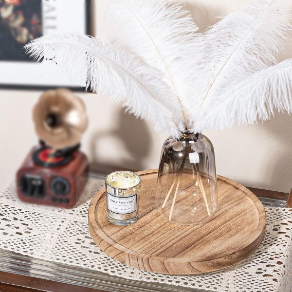 wholesale direct wood lazy susan organizer kitchen turntable for cabinet farmhouse bathroom decor round decorative tray for vanity, counter, sink, coffee table, 10 inch, brown bulk purchase at factory prices