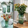oem/odm services flower vase 7.6 inch green thickened glass vase for lego flowers,bookshelf,dinner table,office desktop,meeting room,bathroom,countertop,home christmas day decoration affordable bulk deals