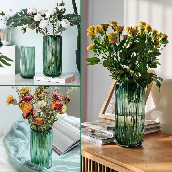 oem/odm services flower vase 7.6 inch green thickened glass vase for lego flowers,bookshelf,dinner table,office desktop,meeting room,bathroom,countertop,home christmas day decoration affordable bulk deals