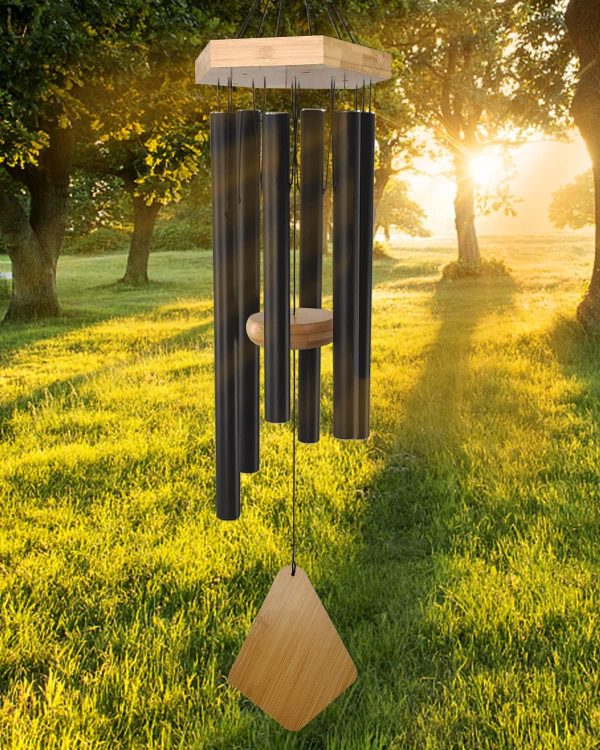 producer to buyer wind chimes outdoor deep tone, 30 inches wind chimes outdoor, memorial wind chimes with hook as gifts for mother's day/housewarming/christmas, patio, garden, yard, home decor. black discounted pricing