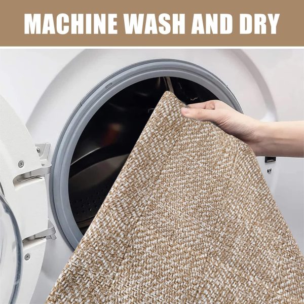 manufacturer direct collive washable area rug 3' x 5', modern woven kitchen rugs, tan/cream braided cotton rug indoor door mat throw carpet for entryway living room nursery mudroom laundry room trade price
