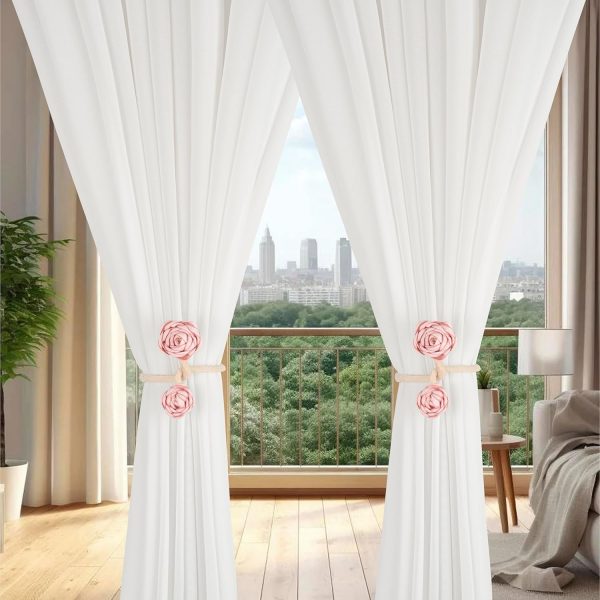 bulk purchase suq i ome 2 pieces of handmade artificial flower curtain holdbacks clips window drape twist tie backs for women, girls bedroom decorative draperies holdbacks (pink) factory discount