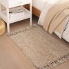 global sourcing collive small bathroom rug, 2' x 3' hand-woven low profile front entryway rug, tan cotton reversible washable kitchen mat modern farmhouse carpet for foyer bedroom back door decor oem/odm services