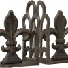 supplier direct creative co-op decorative metal fleur de lis bookends, brown, set of 2 wholesale prices