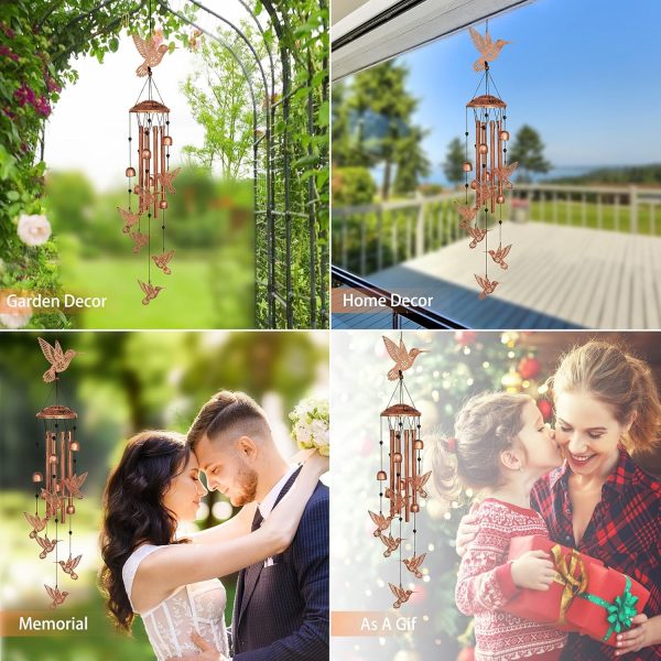producer to buyer hummingbird wind chimes for outside,metal windchimes,hummingbird gifts for women/men,wind chime garden decor outdoor,memorial/housewarming/birthday/festival gifts,front yard decor discounted pricing