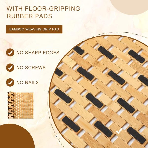manufacturer direct 2 pcs bamboo shower mat wood bath mat bathroom bamboo rug non slip waterproof wooden shower mat with nonskid silicone pads for bathroom floor spa bathtub kitchen(24 x 16 inches) trade price