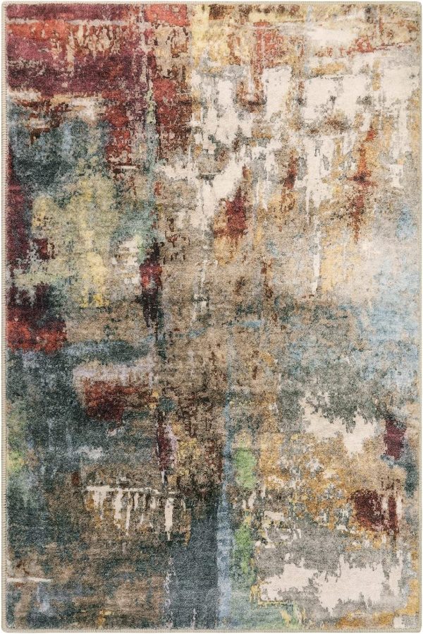 global sourcing lahome modern abstract area rug - 2x3 washable small entryway rug kitchen sink mat contemporary faux wool non-slip soft floor indoor carpet for front door kitchen bathroom pet rv,red/multi oem/odm services