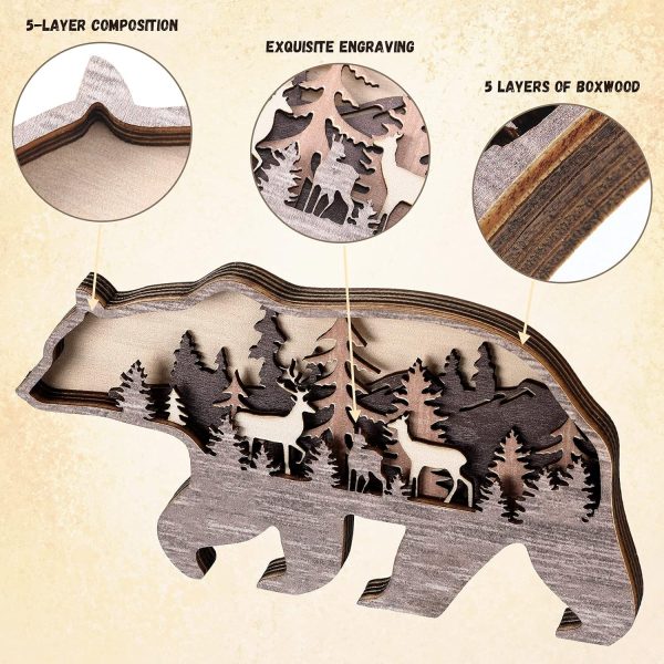 bulk purchase honoson forest animal rustic wall art decor wooden farmhouse wall decoration wooden animal decor wood forest and mountain ornaments for cabin bedroom living room decor(brown,bear style) trade price