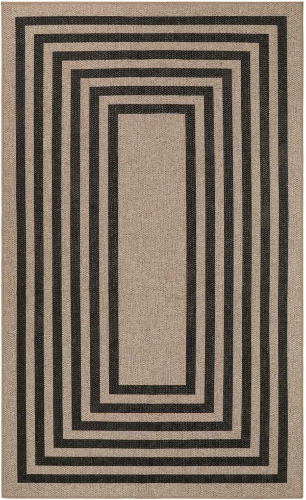 manufacturer direct lahome modern geometric easy jute rug, black 3x5 kitchen rug washable area rug for bedroom thin non slip indoor door mat, farmhouse laundry room rug contemporary carpet for office outdoor patio trade price