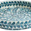 wholesale direct claynix serving tray 12.5 inch, lacquer mother of pearl inlay mosaic tray, round wooden marble tray with handles trays for tea, breakfast (leaf style) bulk purchase at factory prices