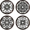 bulk purchase zzbakress 4 pcs wooden grainy rustic wall art farmhouse wall decor wooden exquisite hollow pattern wall decor elegant round wall art for living room dinner room kitchen bedroom hallway (black, rustic) trade price