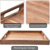 wholesale direct acacia wood serving tray with handles set of 2 – decorative serving trays platter for breakfast in bed, lunch, dinner, patio, ottoman, coffee table, bbq, party –great for lap &couch bulk purchase at factory prices