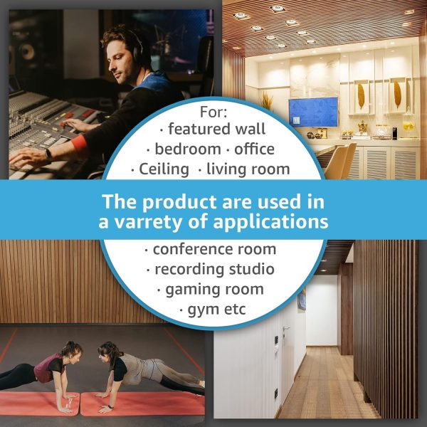 bulk purchase art3d 4-piece wood slat acoustic panels for stylish decor and noise reduction, 3d textured panel for ceiling and wall, walnut trade price